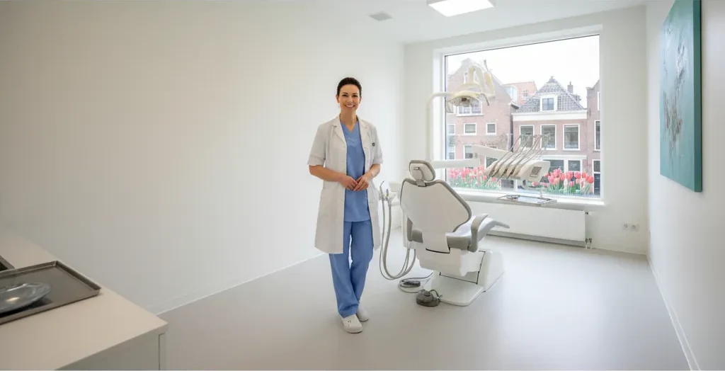 Vriendelijke tandarts in moderne praktijk van Tandheelkundig Centrum Vitalis